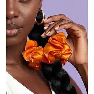 New Women Orange Satin Scrunchie Single Hair Tie XLarge